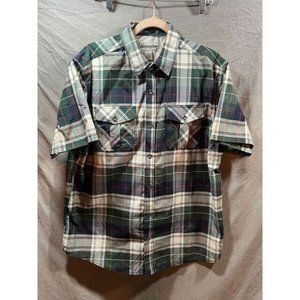 Ablanche Button Up Shirt Adult Extra Large Green Plaid Short Sleeve Casual Mens.